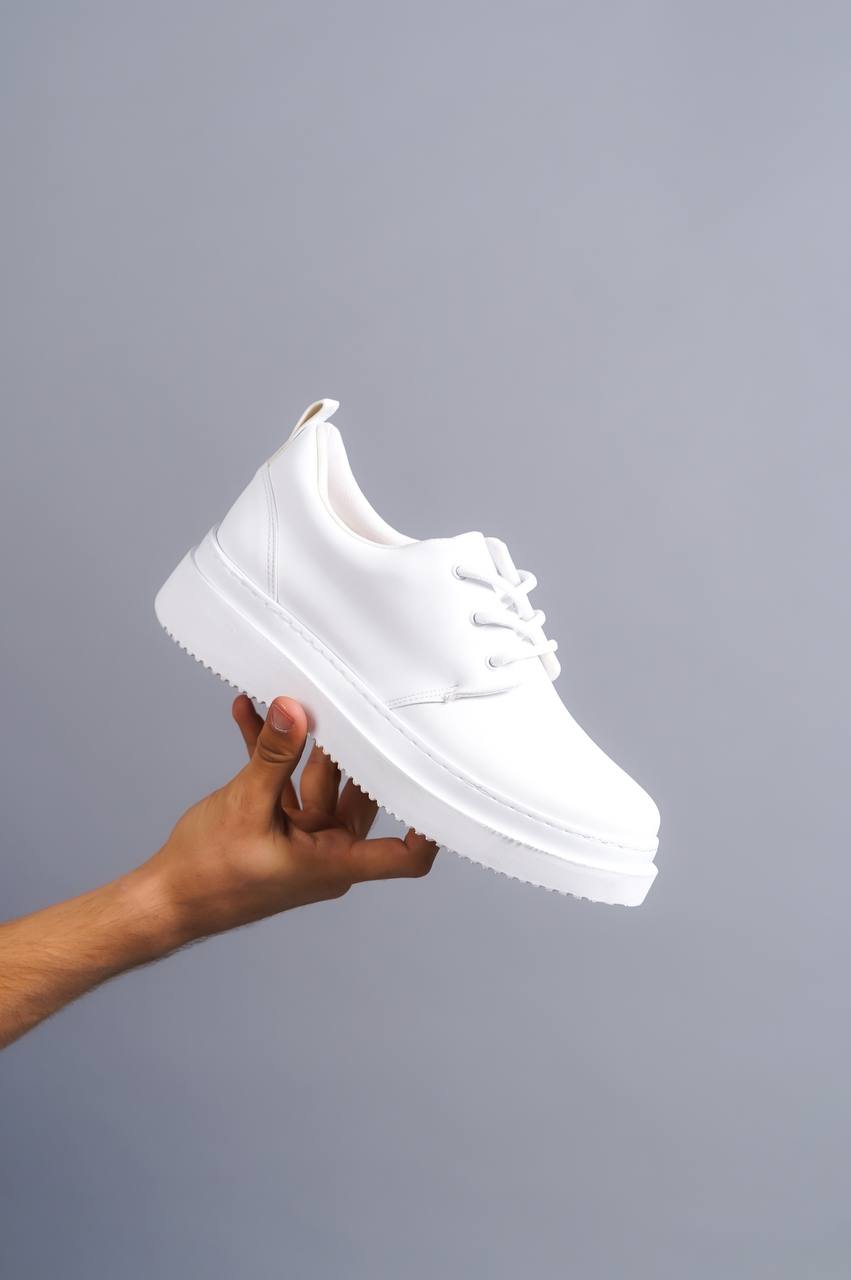 KB-X3 White Leather Laced Casual Men's Shoes - STREETMODE™