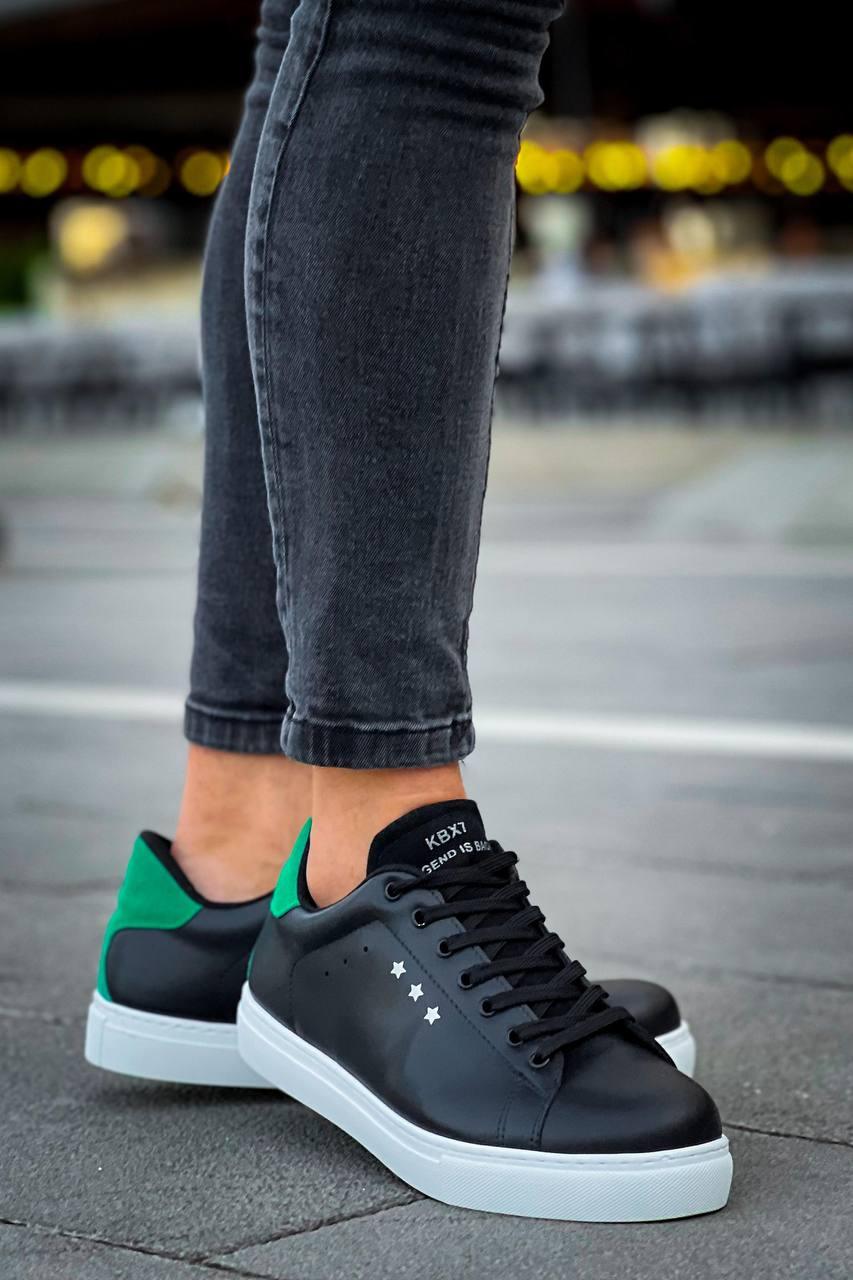 KB-X7 Black Green High White Sole Lace-Up Casual Men's Shoes - STREETMODE™