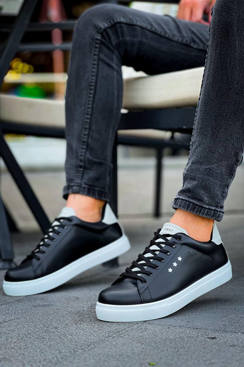 KB-X7 Black Grey High Sole Lace-Up Casual Men's Shoes - STREETMODE™