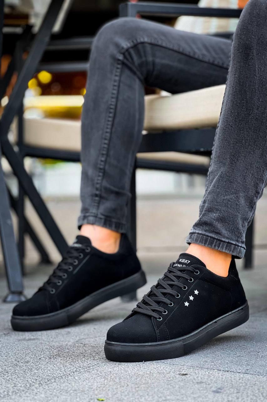 KB-X7 Black Suede High Black Sole Lace-Up Casual Men's Shoes - STREETMODE™