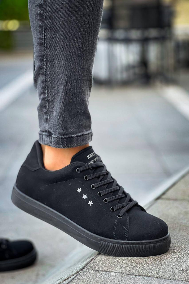 KB-X7 Black Suede High Black Sole Lace-Up Casual Men's Shoes - STREETMODE™