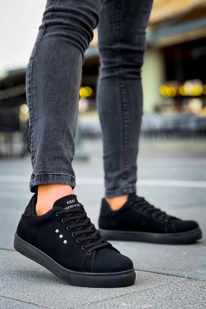 KB-X7 Black Suede High Black Sole Lace-Up Casual Men's Shoes - STREETMODE™