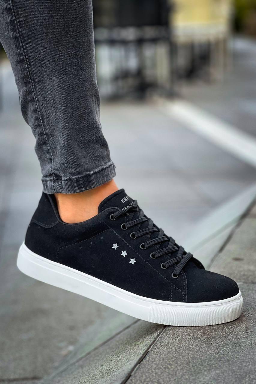 KB-X7 Black Suede High White Sole Lace-Up Casual Men's Shoes - STREETMODE™