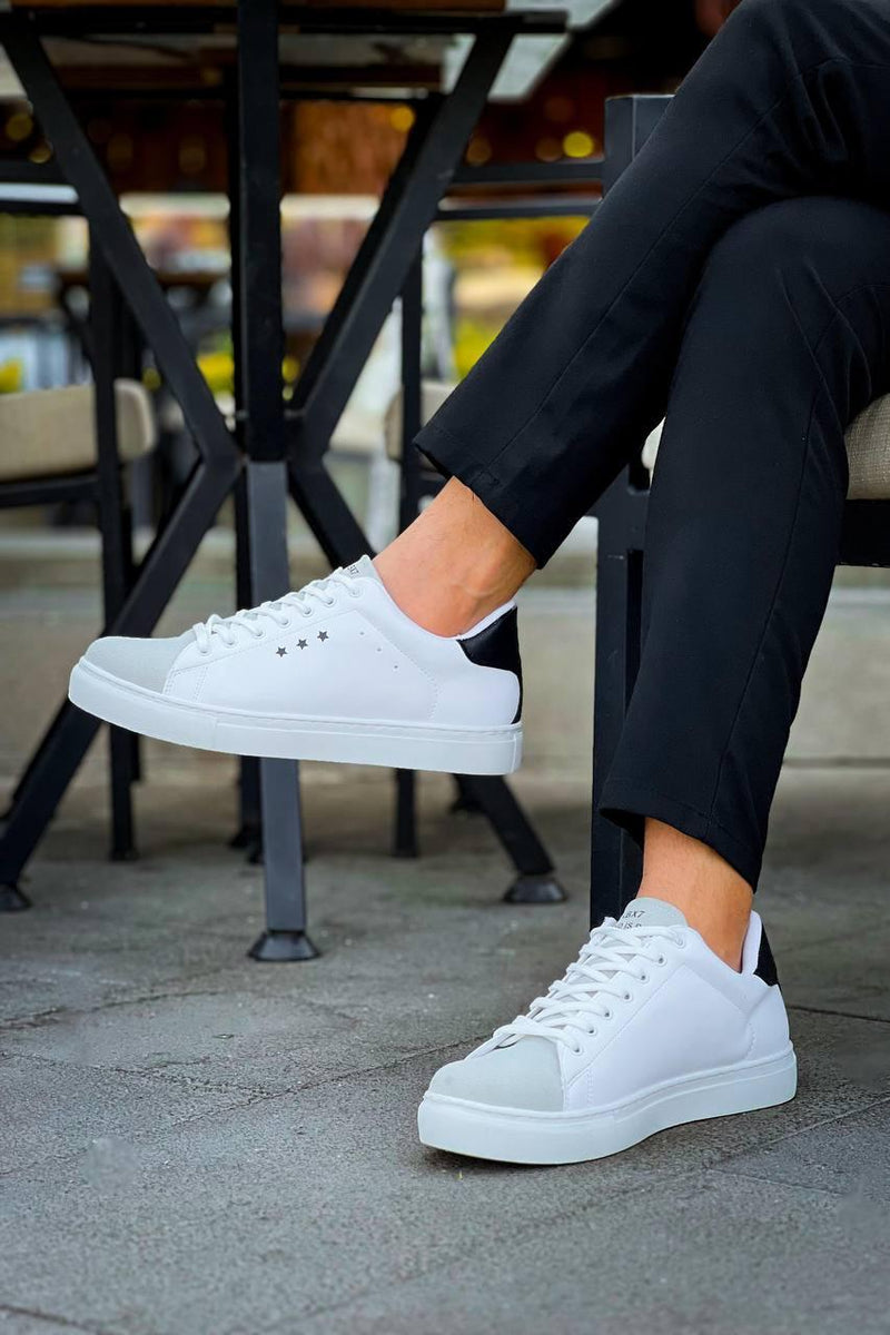 KB-X7 White Black High Sole Lace-Up Casual Men's Shoes - STREETMODE™