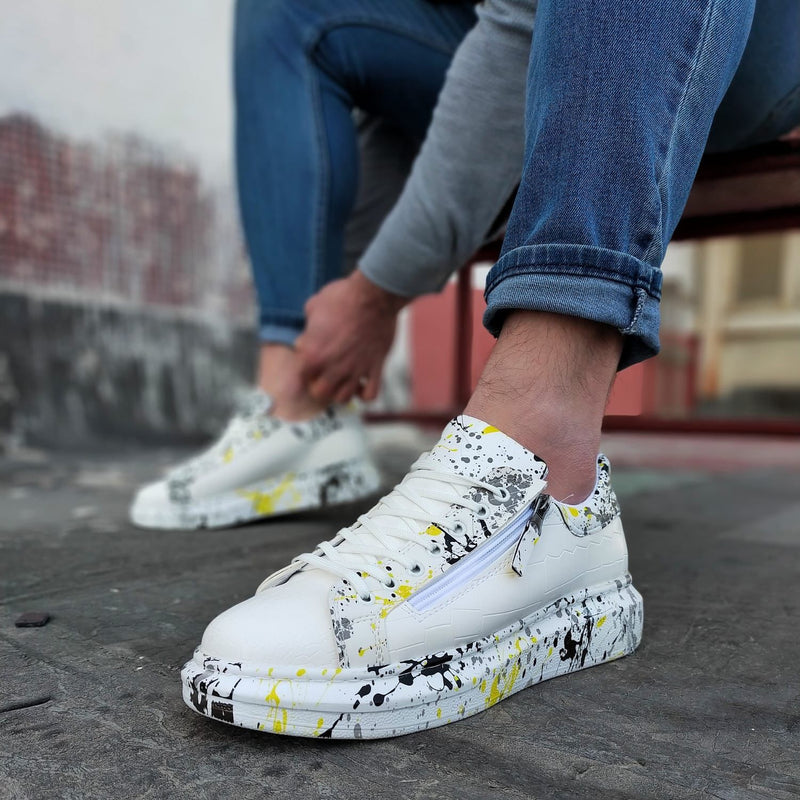 KB02 Crocodile White Yellow Men's Sneakers Shoes - STREETMODE™