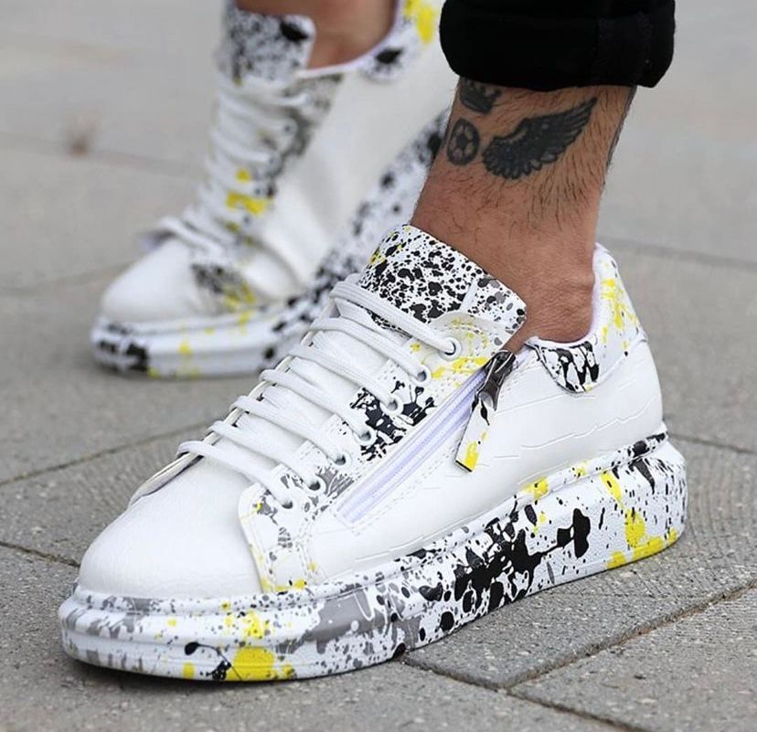 KB02 Crocodile White Yellow Men's Sneakers Shoes - STREETMODE™