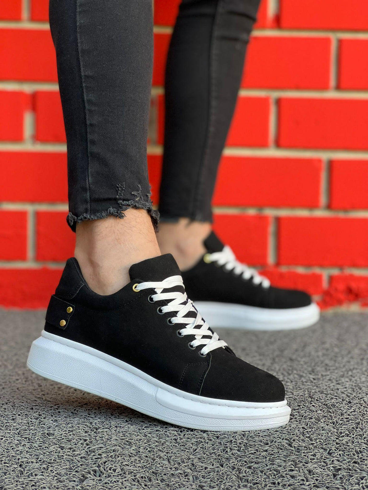 KB047 Black Suede Casual Men's sneakers Shoes - STREETMODE™