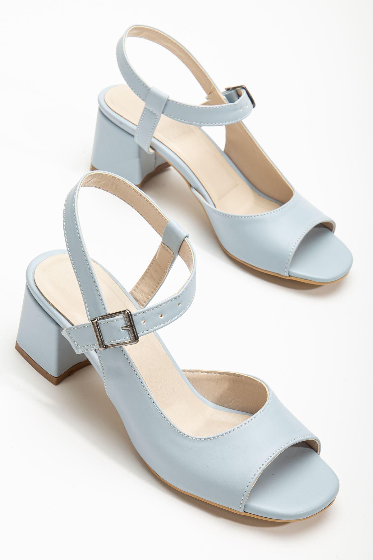 Keri Heeled Baby Blue Skin Blunt Toe Women's Shoes - STREETMODE™