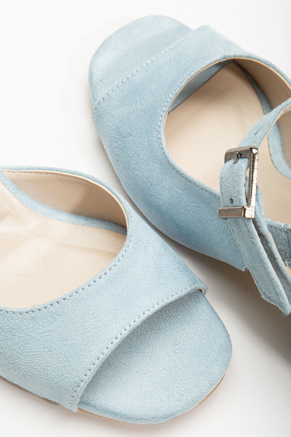 Keri Heeled Baby Blue Suede Blunt Toe Women's Shoes - STREETMODE™