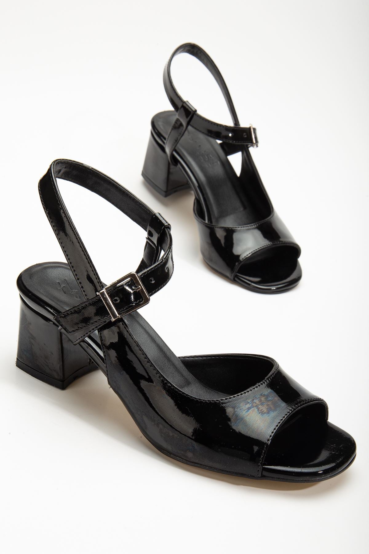 Keri Heeled Black Patent Leather Blunt Toe Women's Shoes - STREETMODE™