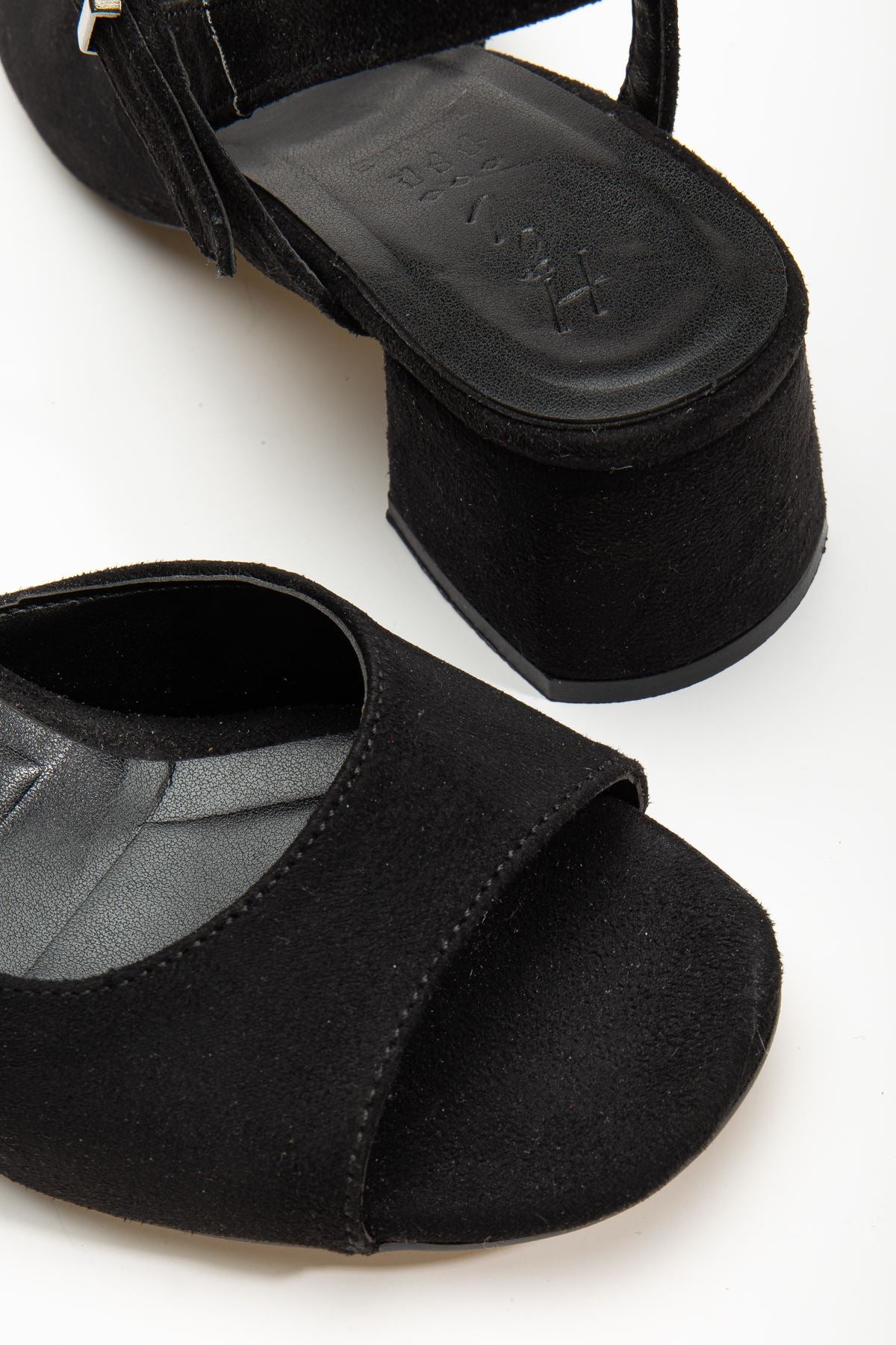Keri Heeled Black Suede Blunt Toe Women's Shoes - STREETMODE™