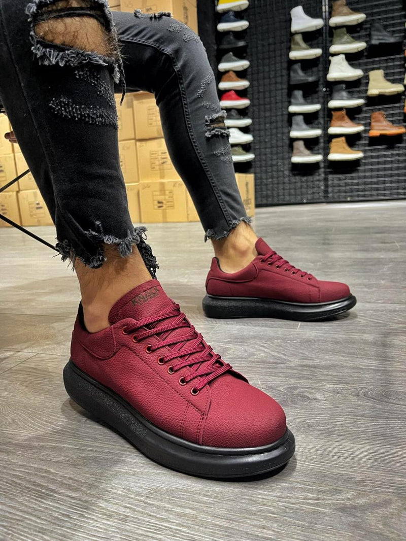 Knack High Sole Casual Shoes 045 Claret Red (Black Sole) - STREETMODE™