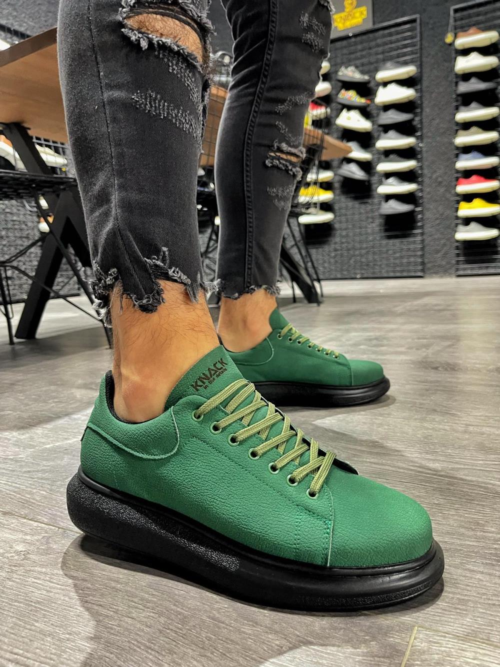 Knack High Sole Casual Shoes 045 Green (Black Sole) - STREETMODE™