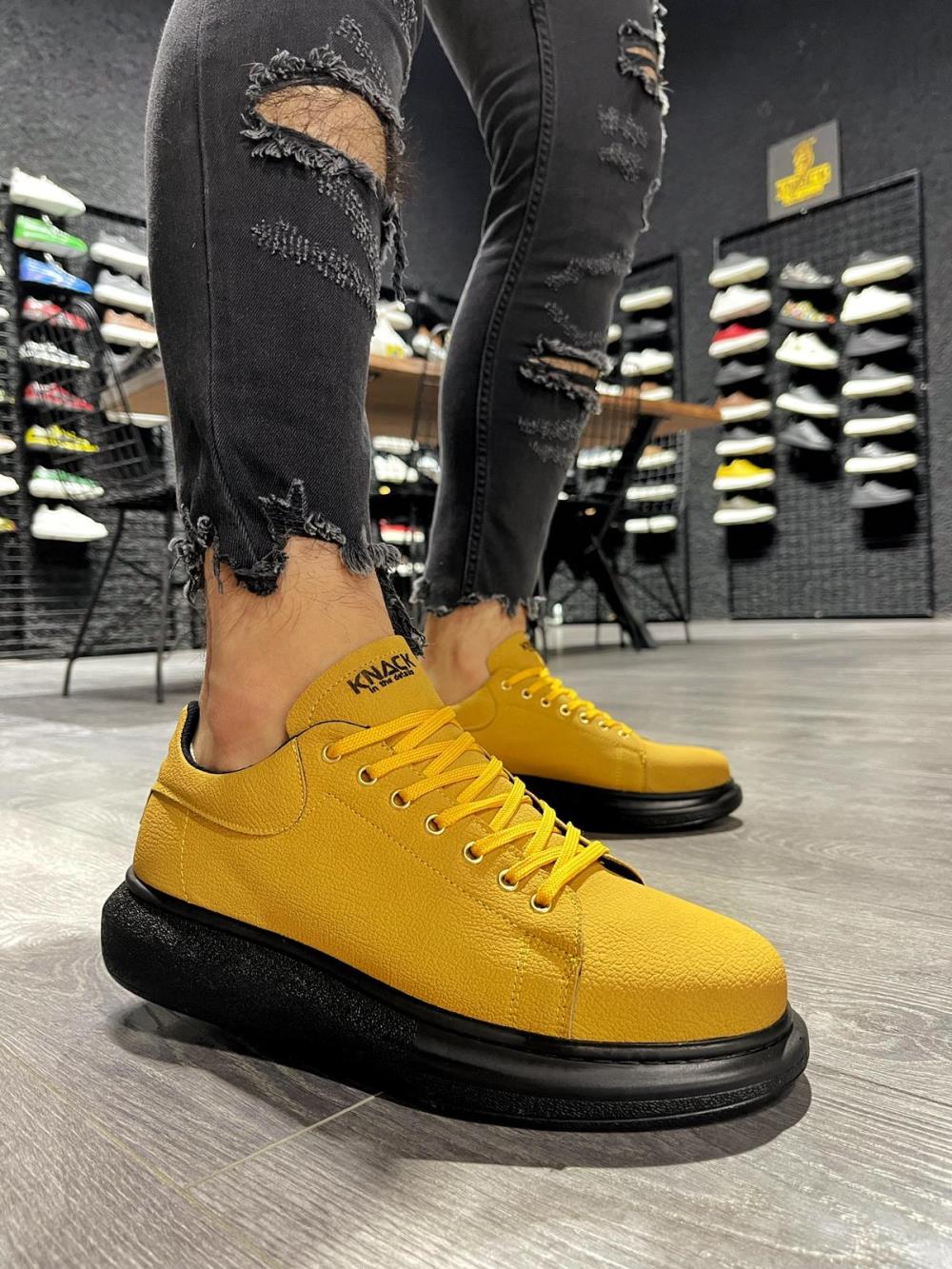 Knack High Sole Casual Shoes 045 Yellow (Black Sole) - STREETMODE™