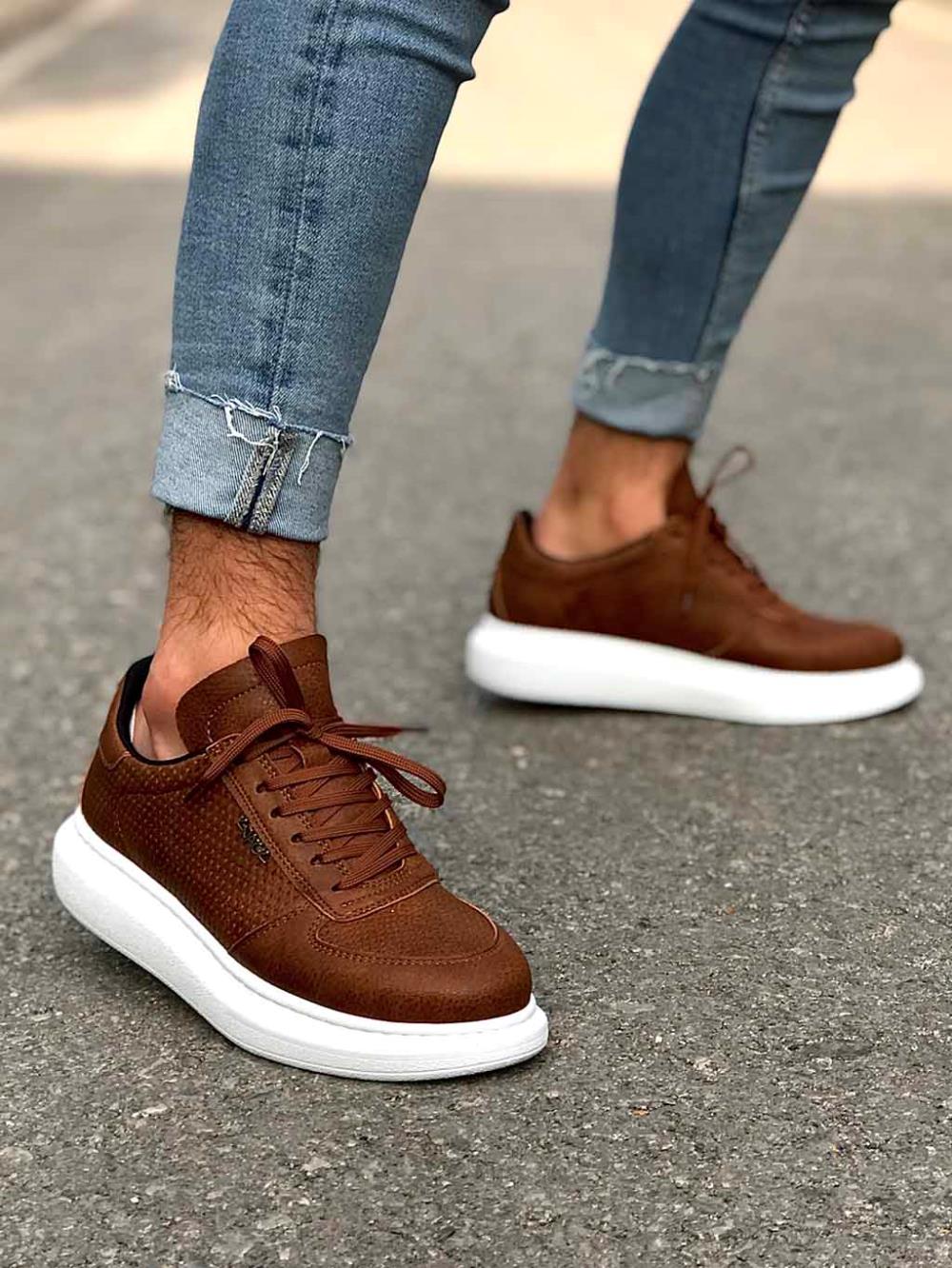 Knack Mens High Sole Casual Shoes 042 Tan - STREETMODE™