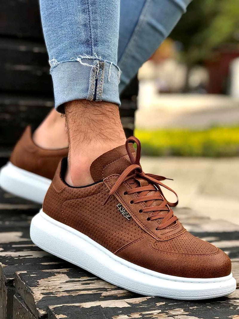 Knack Mens High Sole Casual Shoes 042 Tan - STREETMODE™