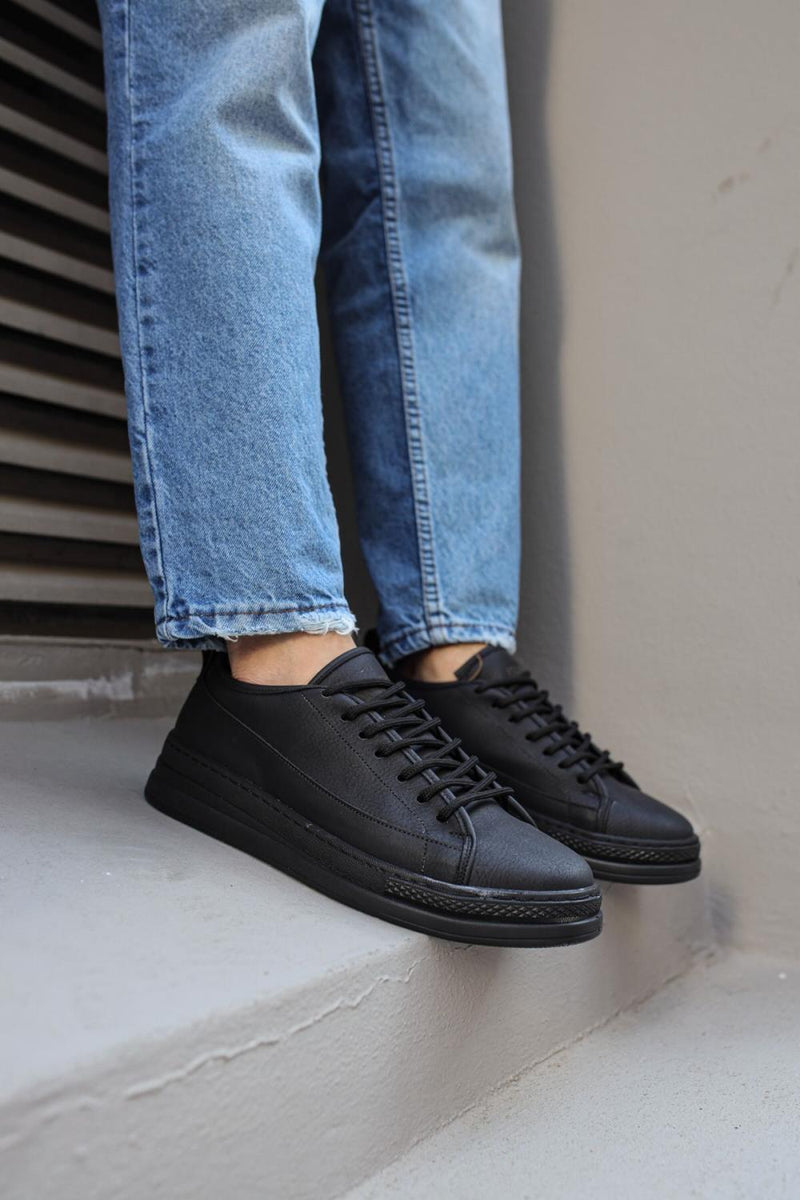 Knack Sneakers Shoes 010 Black (Black Sole) - STREETMODE™