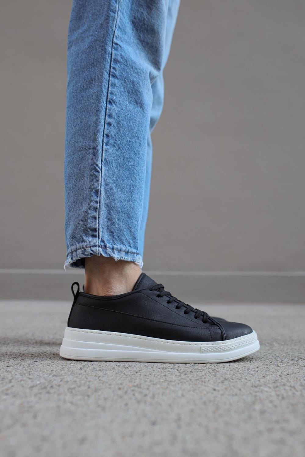 Knack Sneakers Shoes 010 Black (White Sole) - STREETMODE™