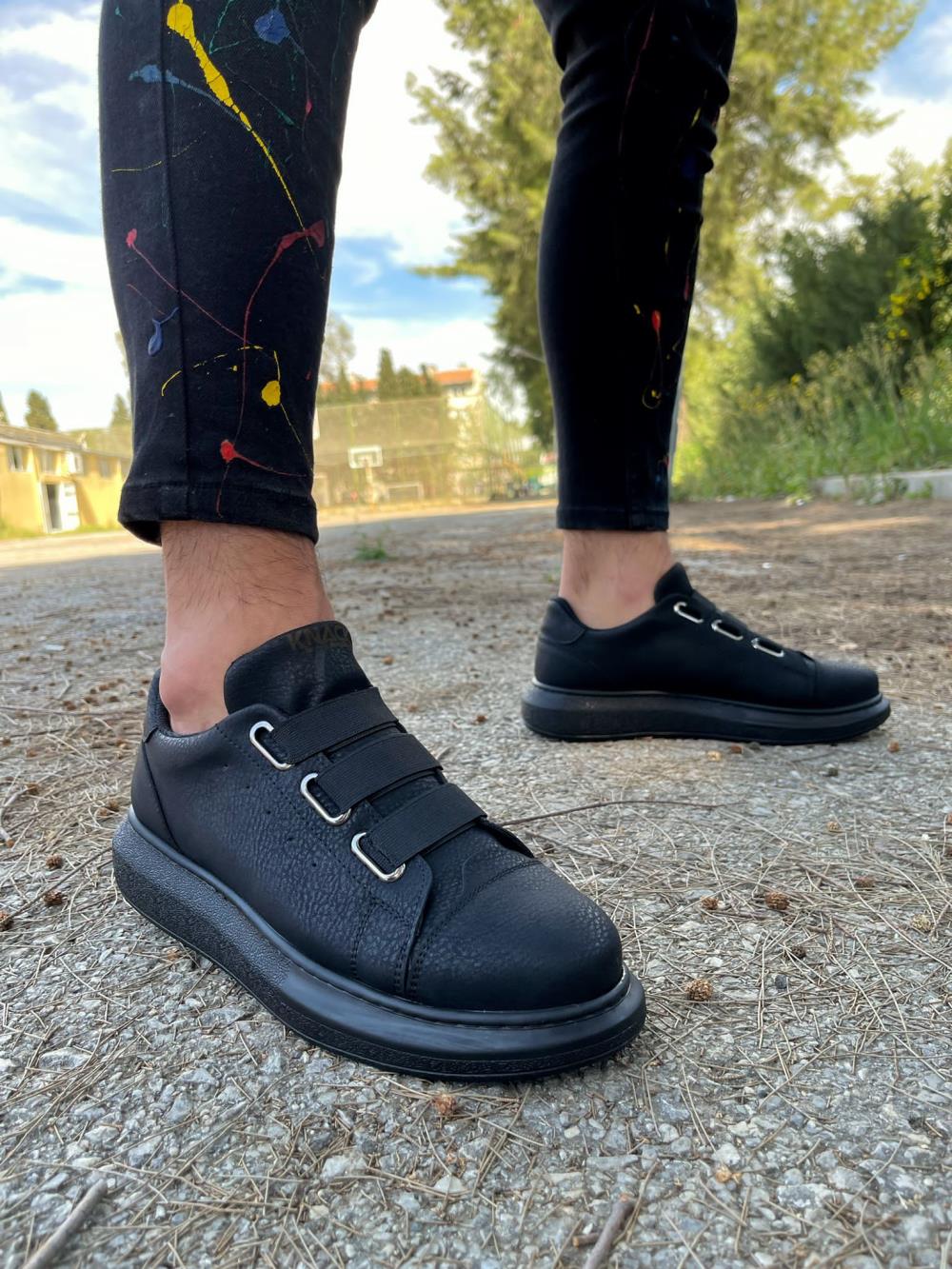 Knack Sneakers Shoes 889 Black (Black Sole) - STREETMODE™