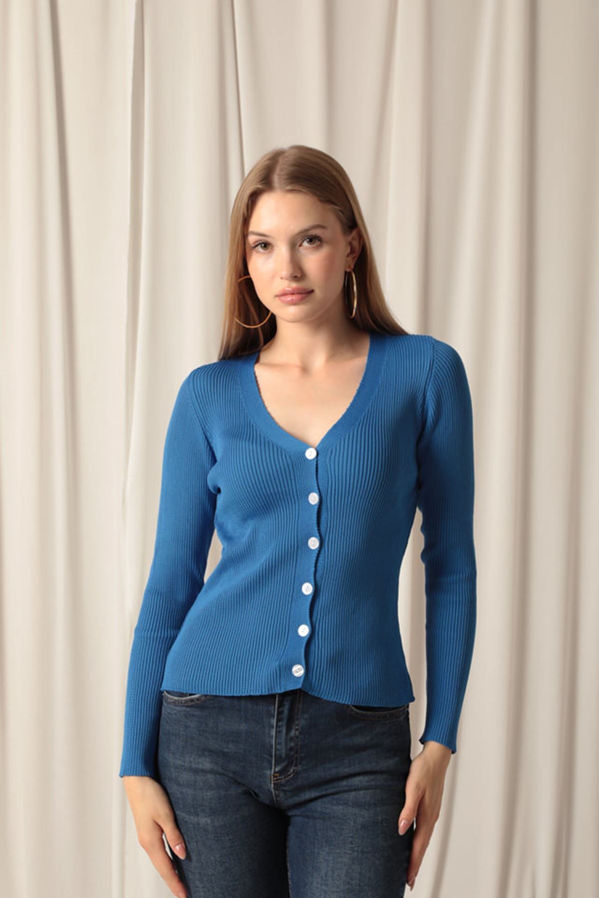 Knitwear Fabric Buttoned Women's Saxe Cardigan - STREETMODE™