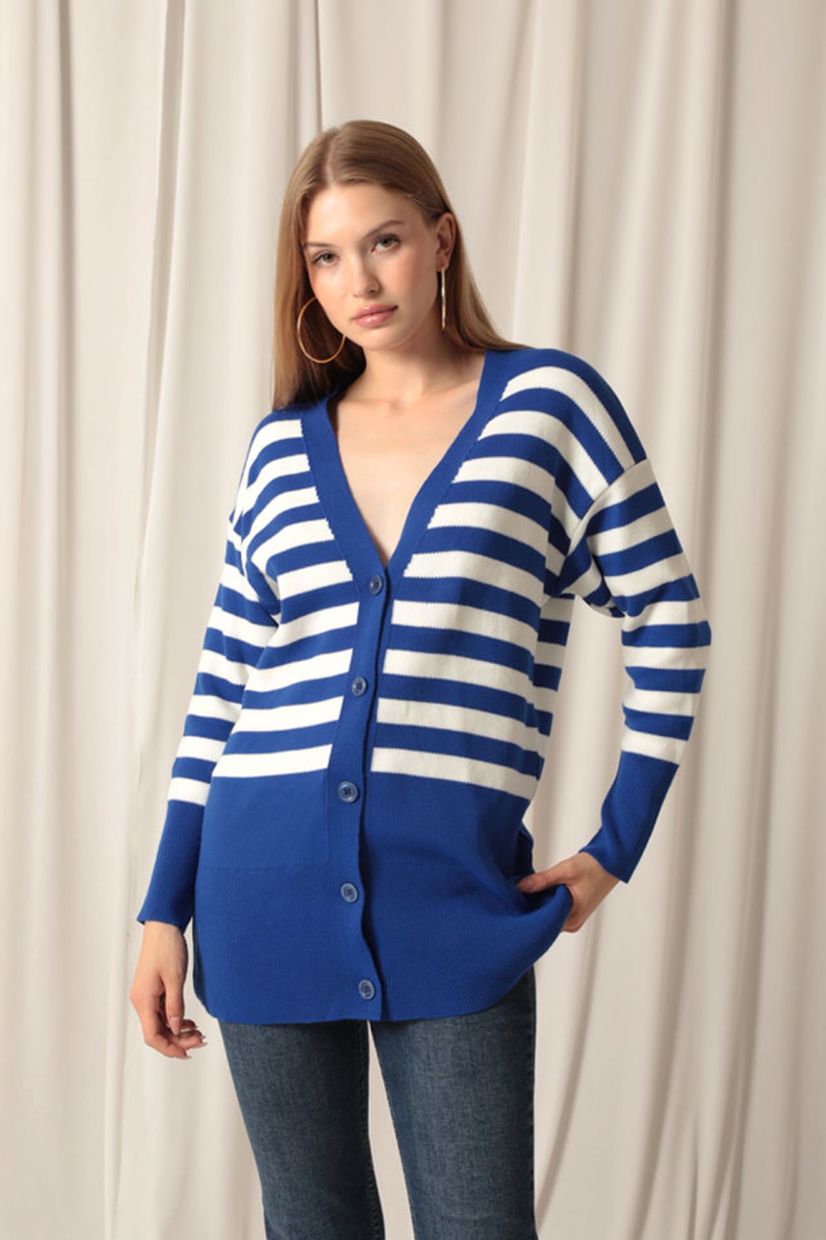 Knitwear Fabric Striped Women's Saxe Cardigan - STREETMODE™