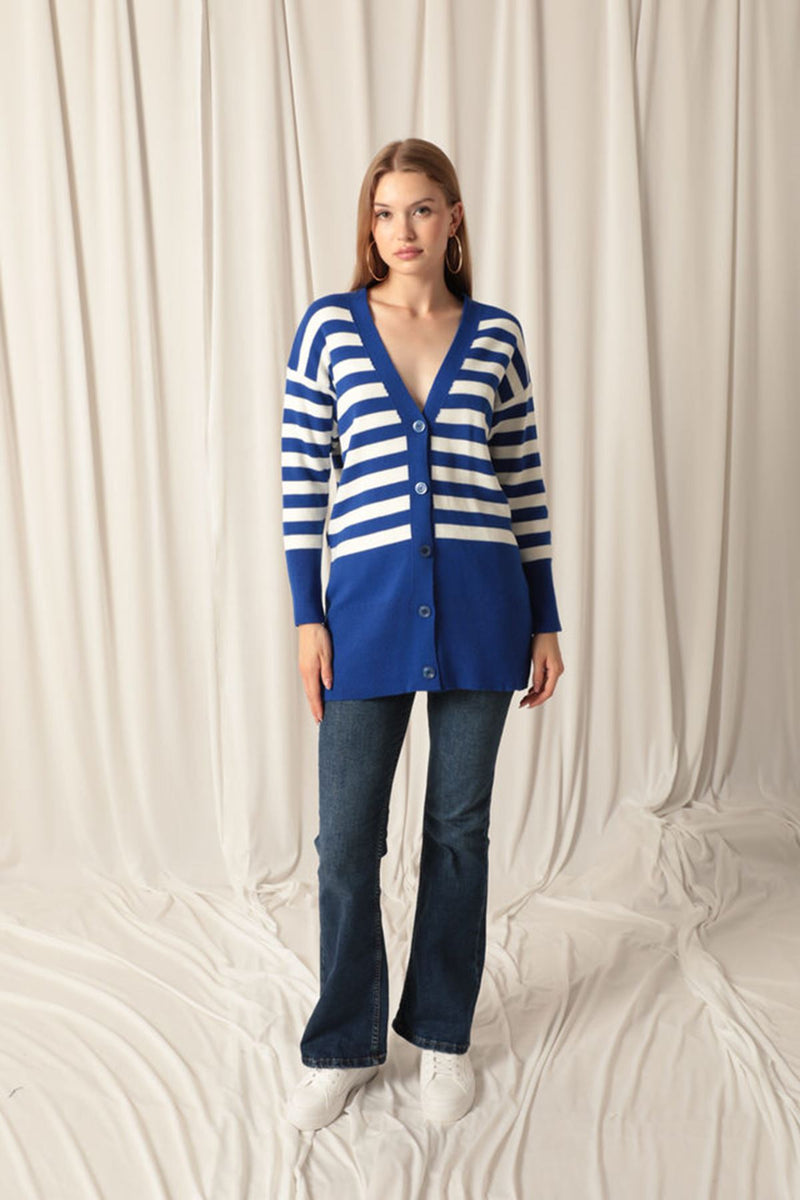 Knitwear Fabric Striped Women's Saxe Cardigan - STREETMODE™