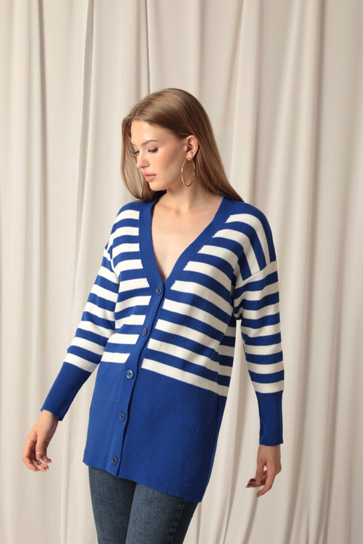 Knitwear Fabric Striped Women's Saxe Cardigan - STREETMODE™