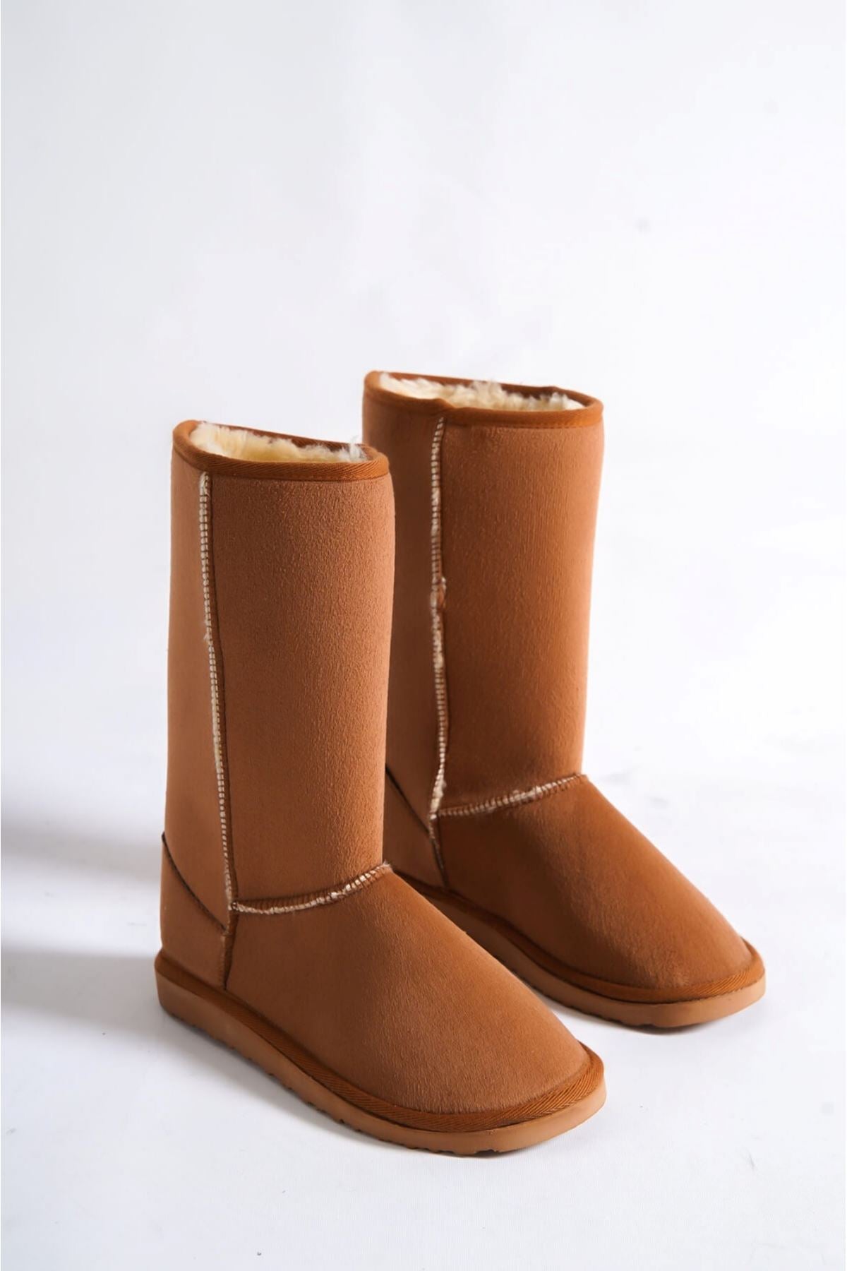 Lada Brown Feather Detailed Suede Women's Boots - STREETMODE™