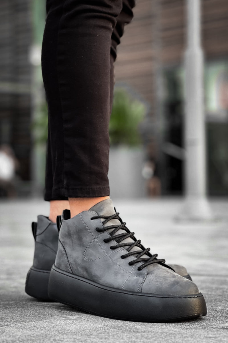 LE10 Lace-Up Men's High Black Sole Anthracite Sports Boots - STREETMODE™