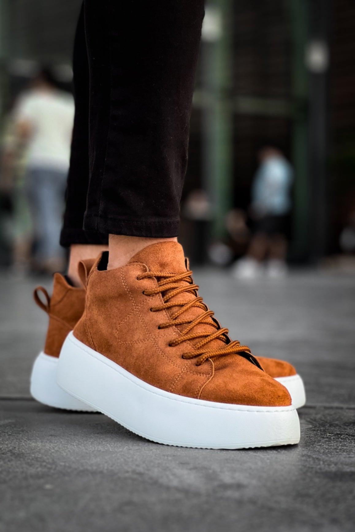 LE10 Laced Men's High Sole Imported Suede Brown Sports Boots - STREETMODE™