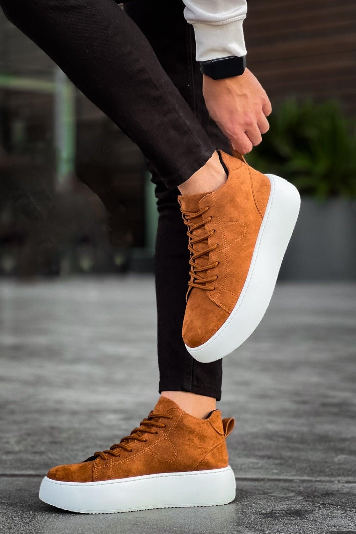 LE10 Laced Men's High Sole Imported Suede Brown Sports Boots - STREETMODE™