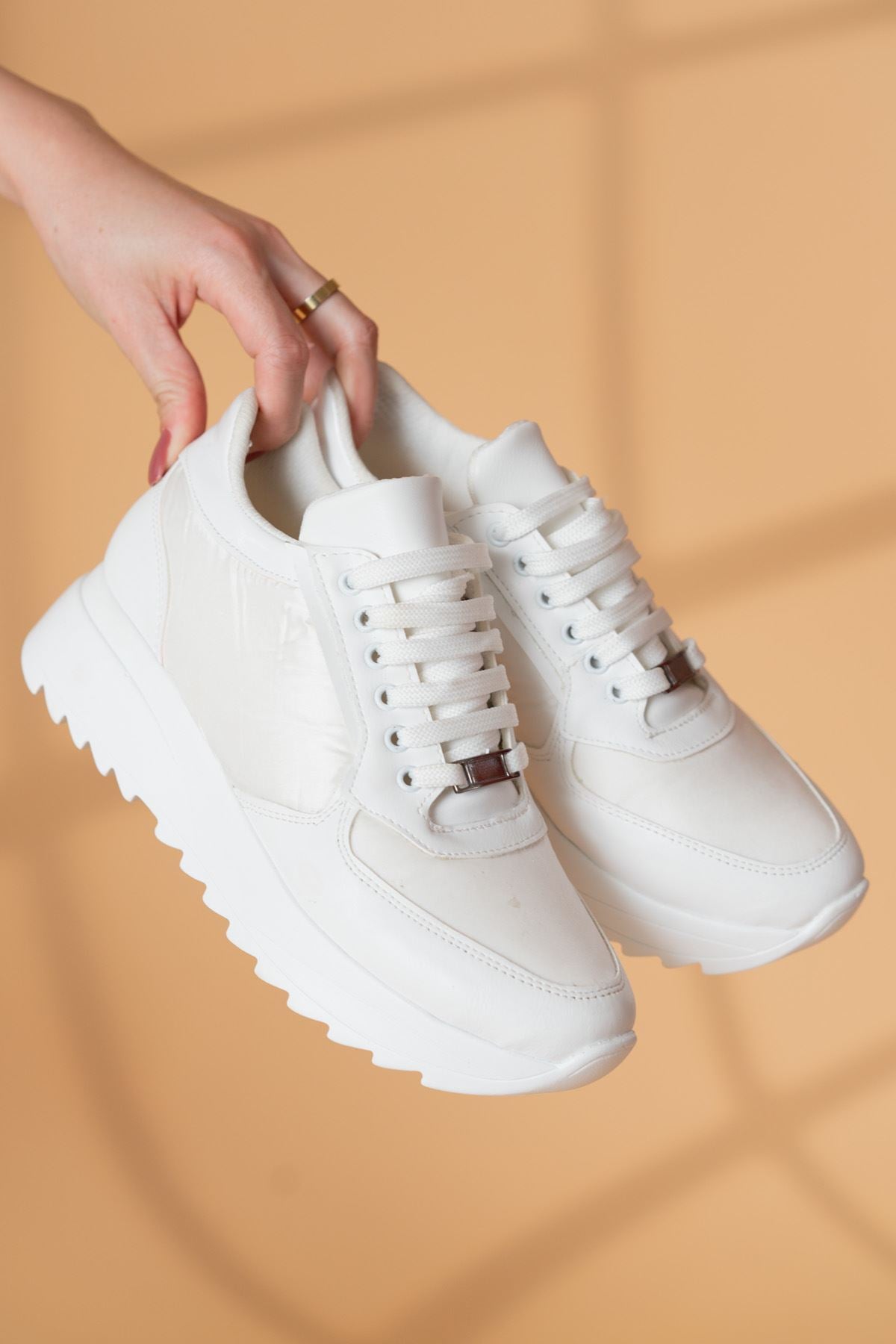 Letor Women's White Matte Leather - Parachute Sneakers shoes - STREETMODE™