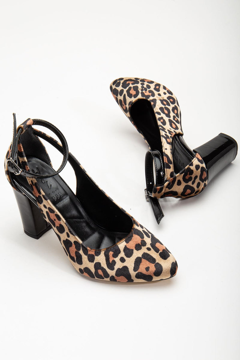 Lillian Heeled Black - Leopard Heeled Women's Shoes - STREETMODE™