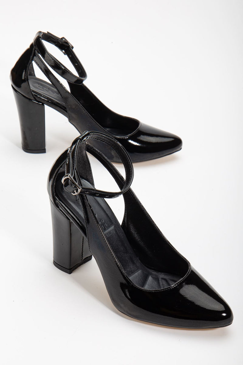 Lillian Heeled Black Patent Leather Heeled Women's Shoes - STREETMODE™
