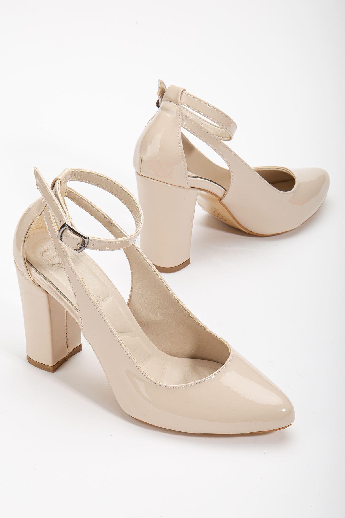 Lillian Heeled Cream Patent Leather Heeled Women's Shoes - STREETMODE™