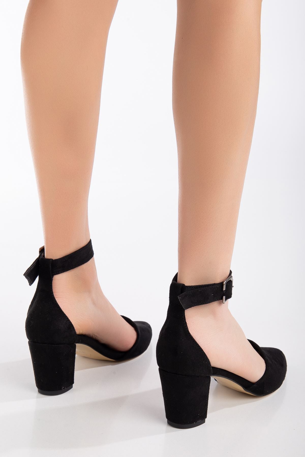 Lottis Black Suede Detailed Heeled Women's Shoes - STREETMODE™
