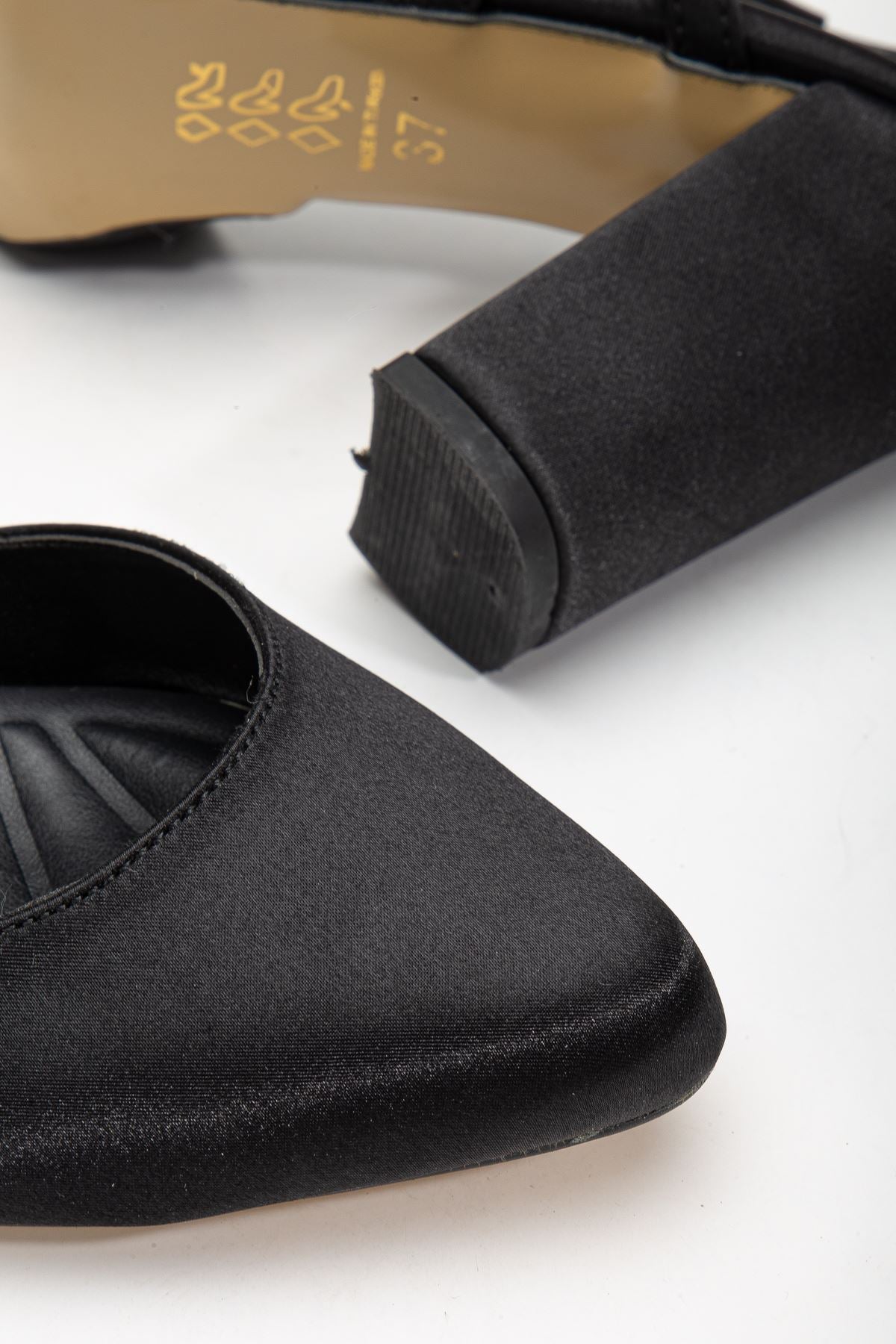 Lotus Black Satin Ankle Strap High Heels Women's Shoes - STREETMODE™