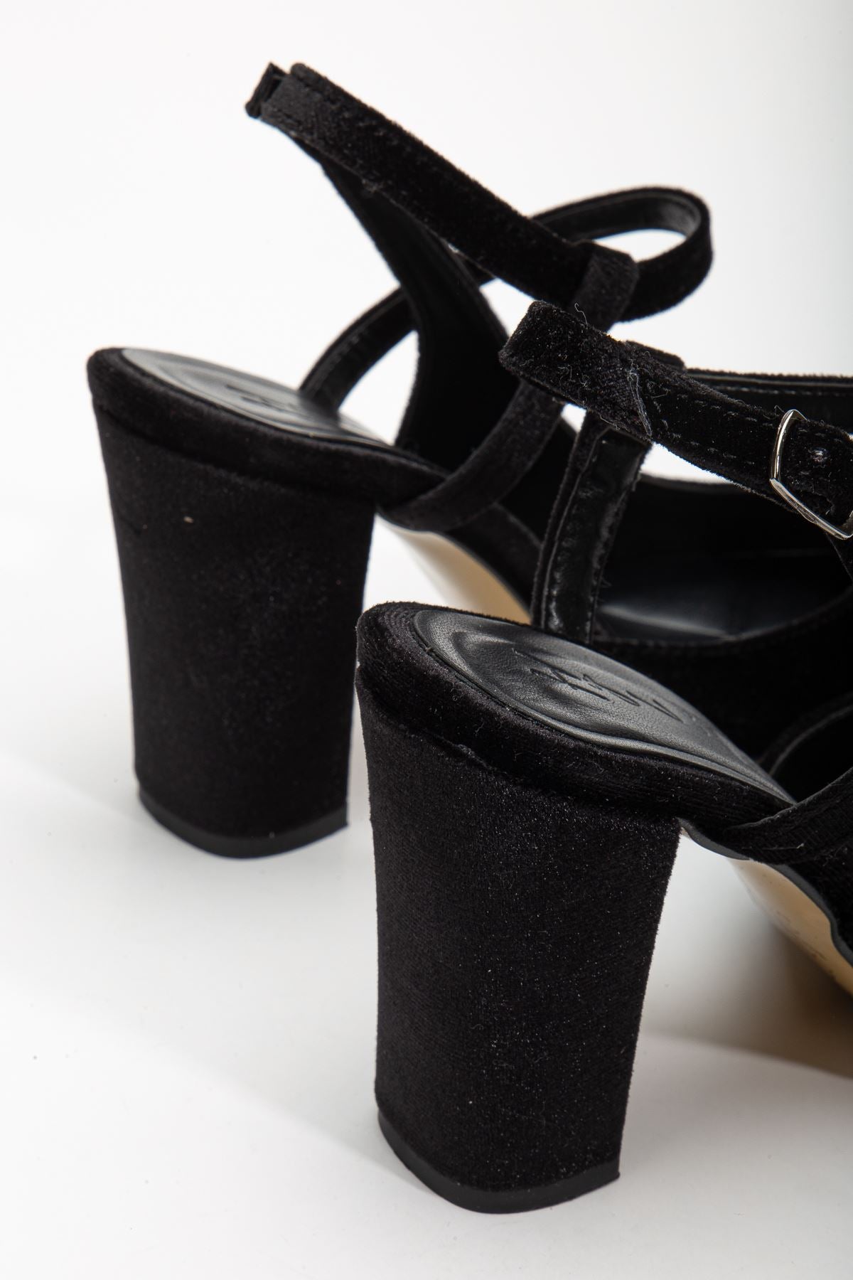 Lotus Black Velvet Ankle-Strap Heeled Women's Shoes - STREETMODE™