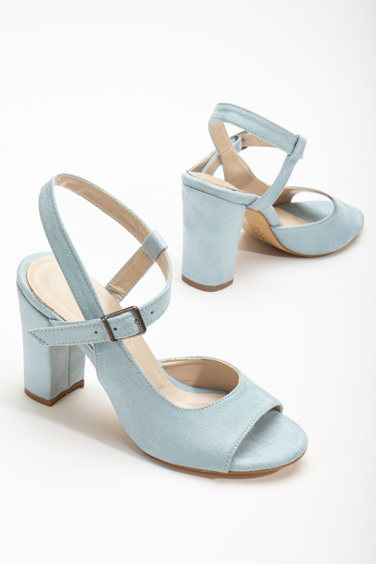 Lovisa Heeled Baby Blue Suede Women's Shoes - STREETMODE™
