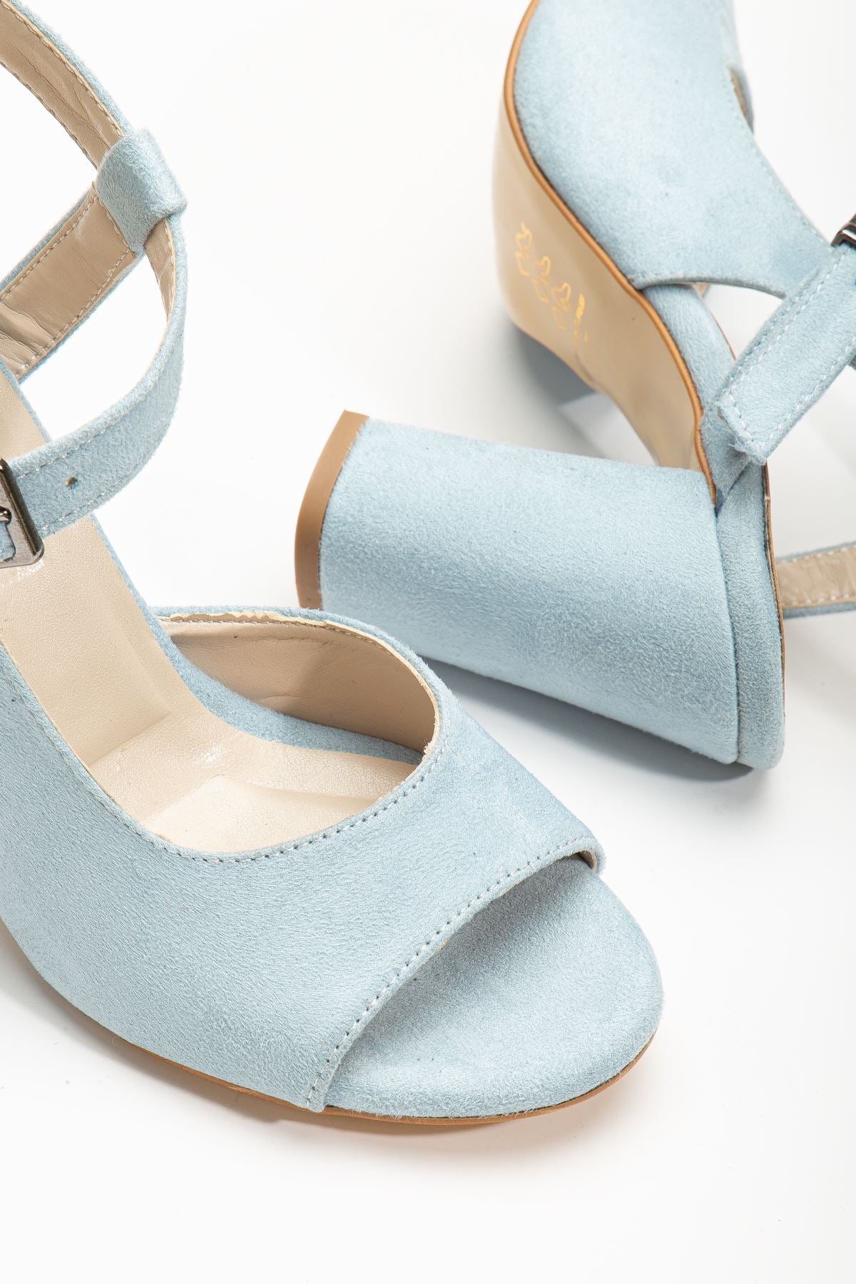 Lovisa Heeled Baby Blue Suede Women's Shoes - STREETMODE™