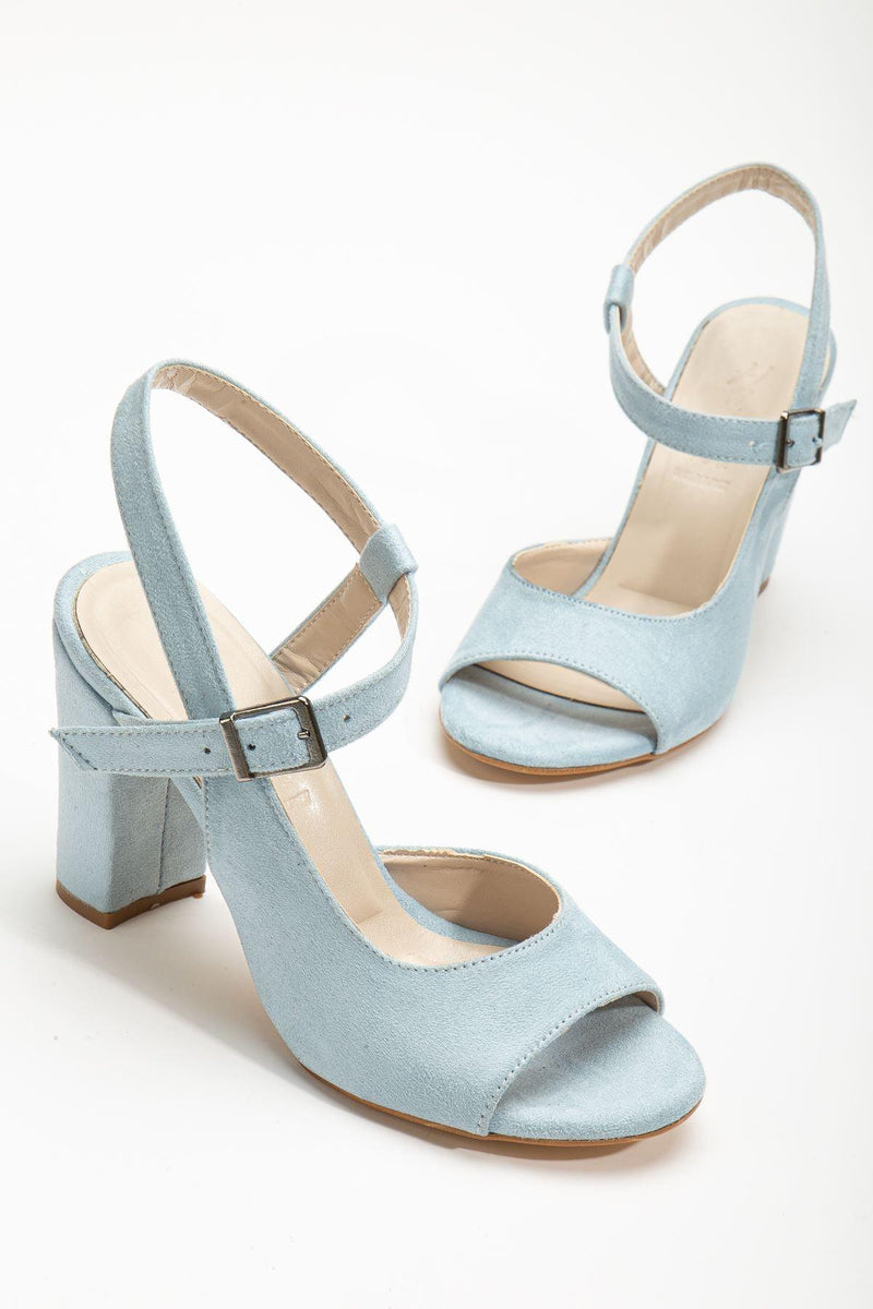 Lovisa Heeled Baby Blue Suede Women's Shoes - STREETMODE™