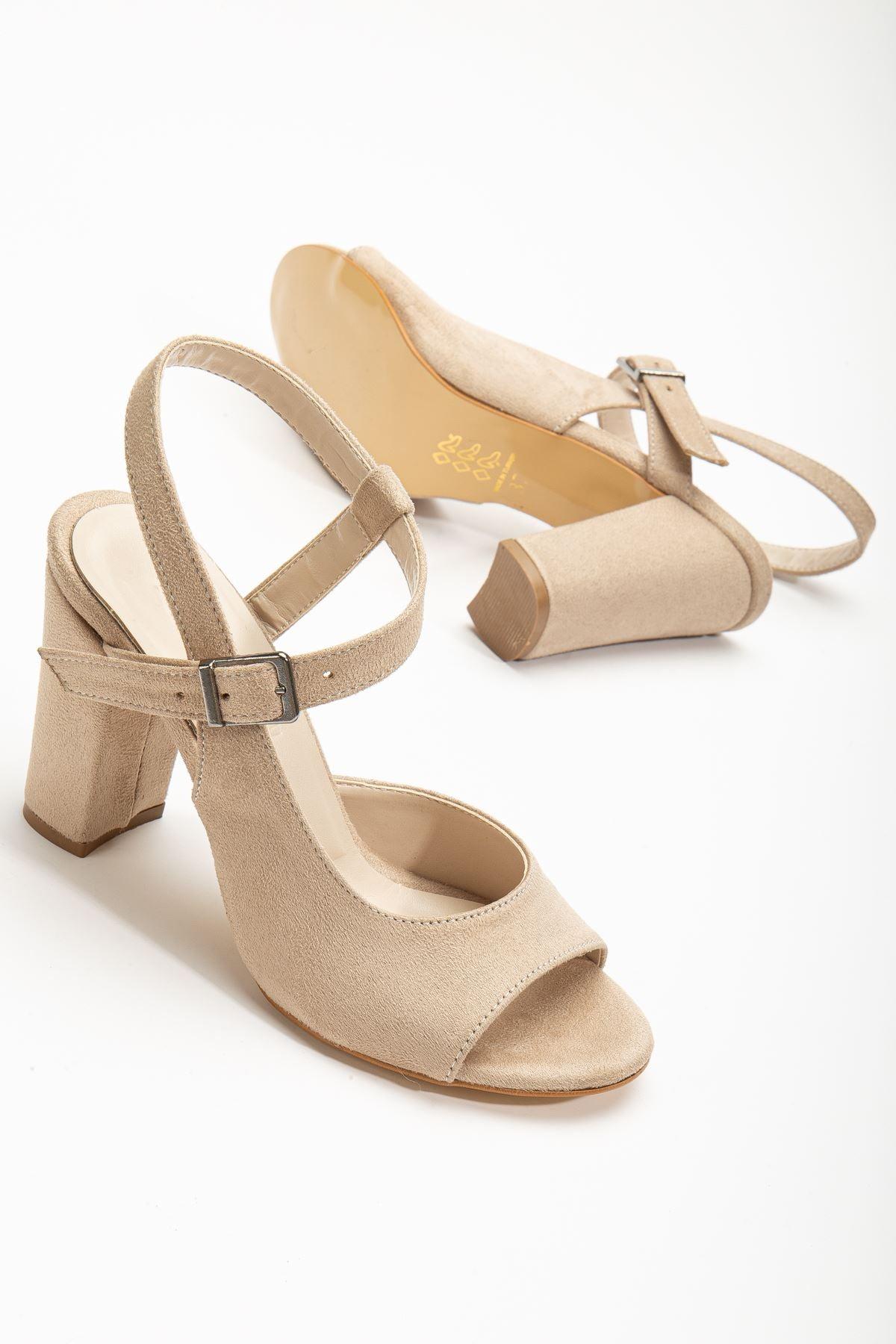 Lovisa Heeled Cream Suede Women's Shoes - STREETMODE™