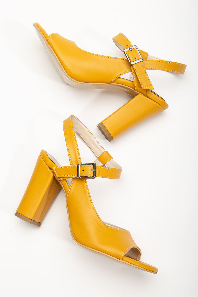 Lovisa Heeled Mustard Skin Women's Shoes - STREETMODE™
