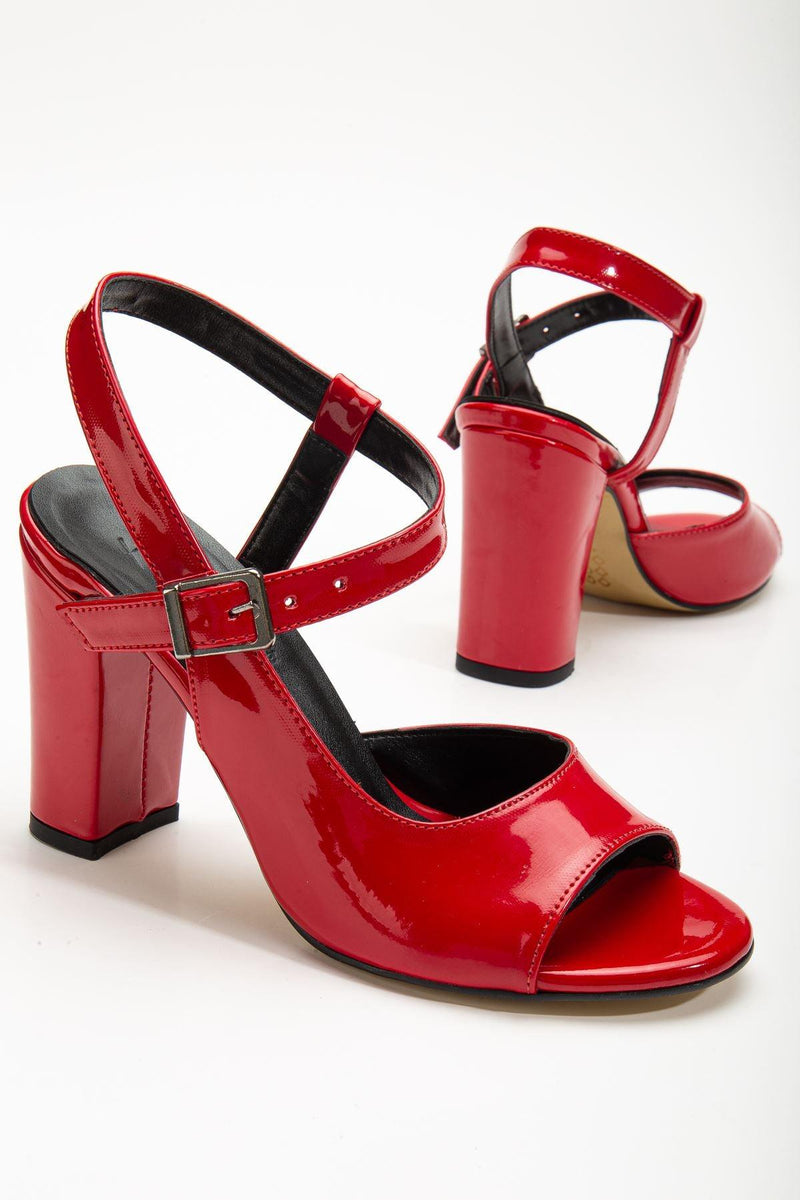 Lovisa Heeled Red Patent Leather Women's Shoes - STREETMODE™