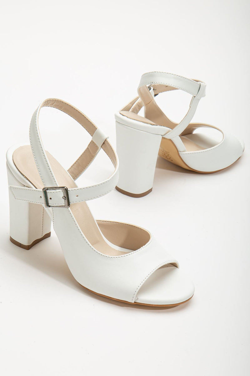 Lovisa Heeled White Skin Women's Shoes - STREETMODE™