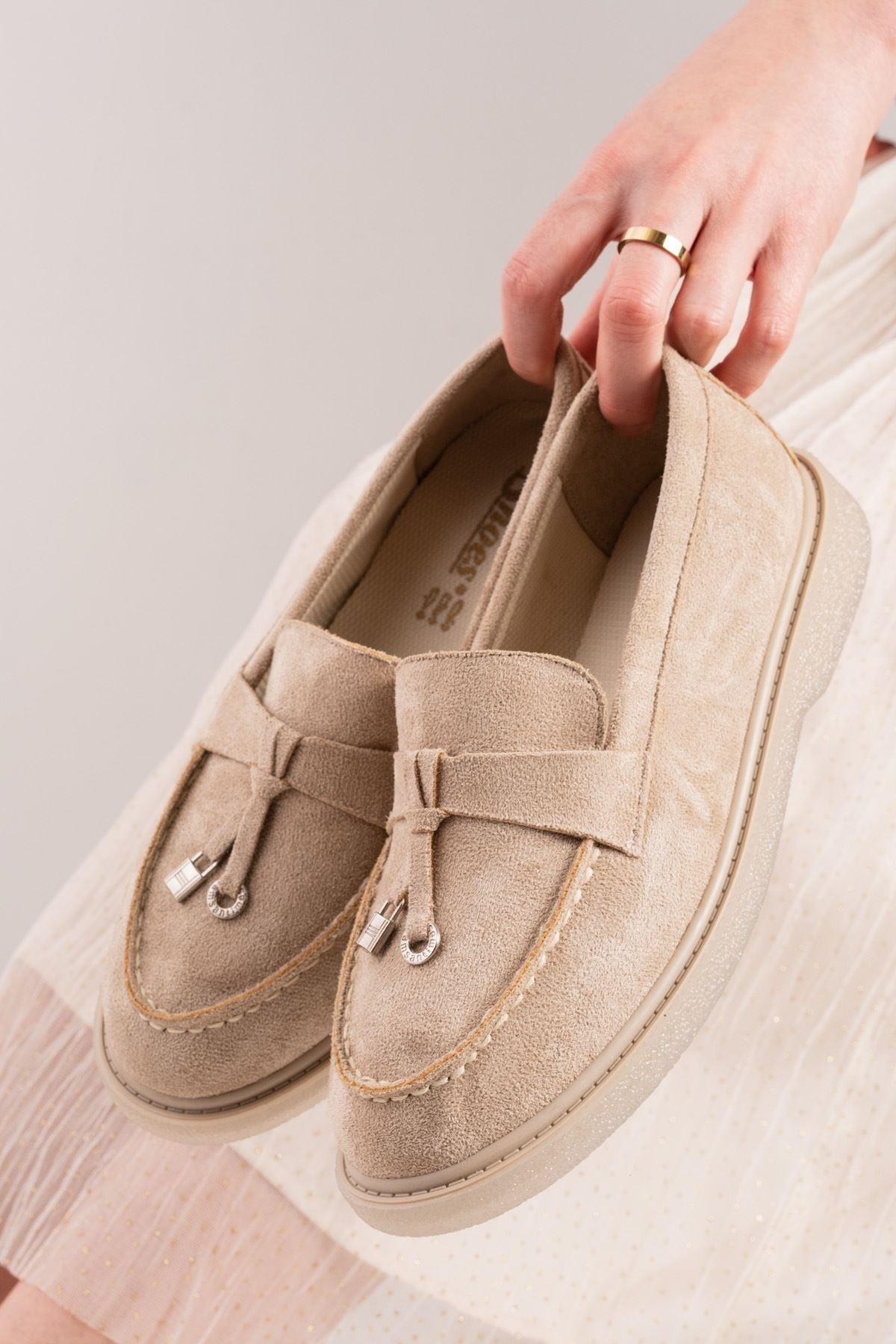 Luigi Cream Suede Women's Orthopedic Flats - STREETMODE™