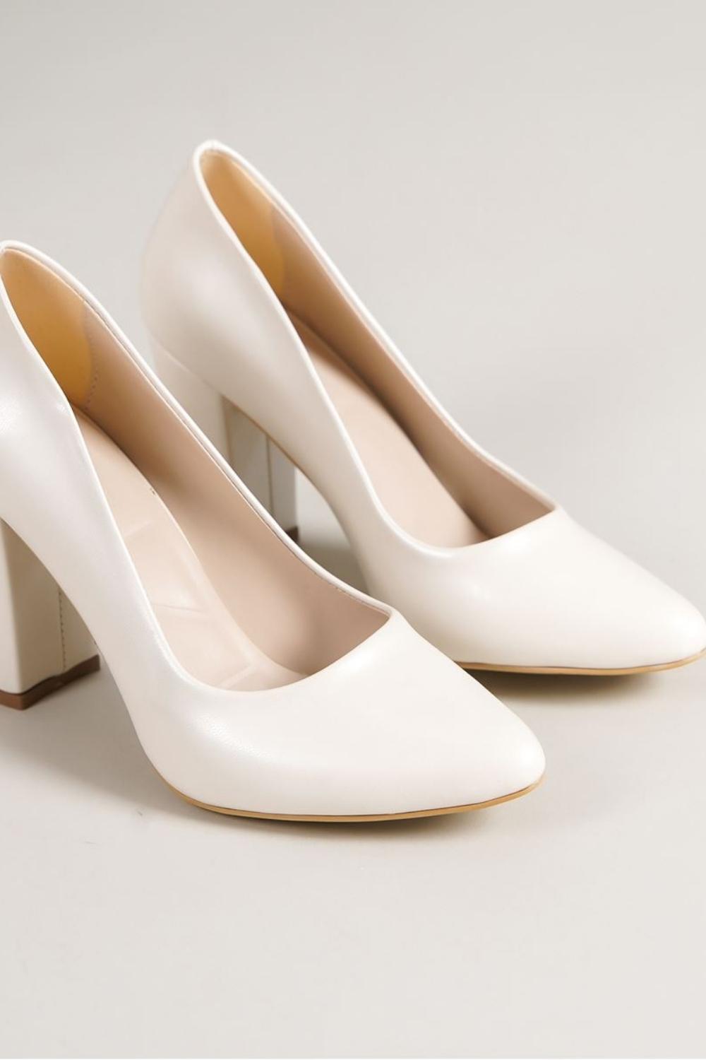 Marry White Pearl Detailed Heeled Women's Shoes - STREETMODE™