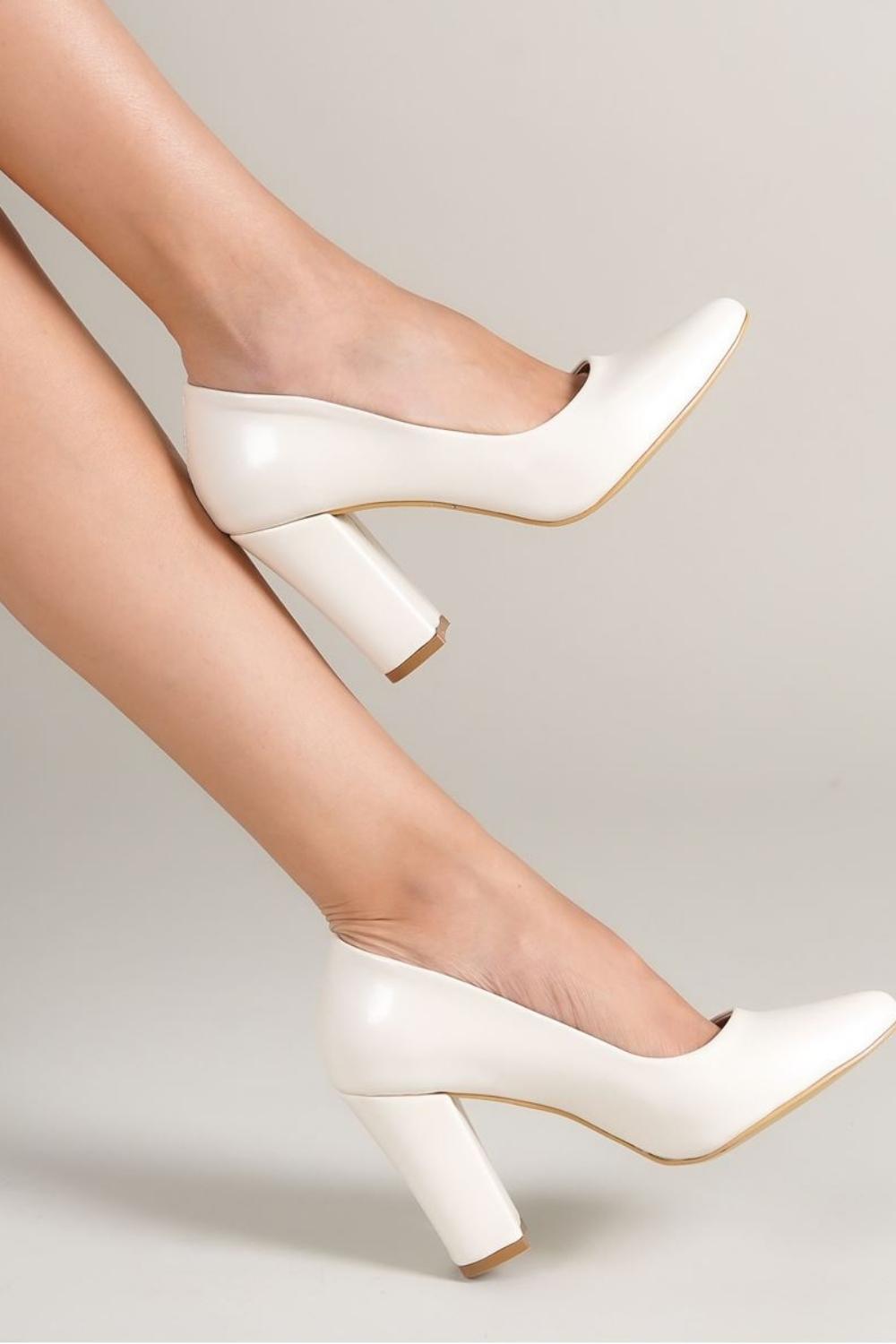 Marry White Pearl Detailed Heeled Women's Shoes - STREETMODE™