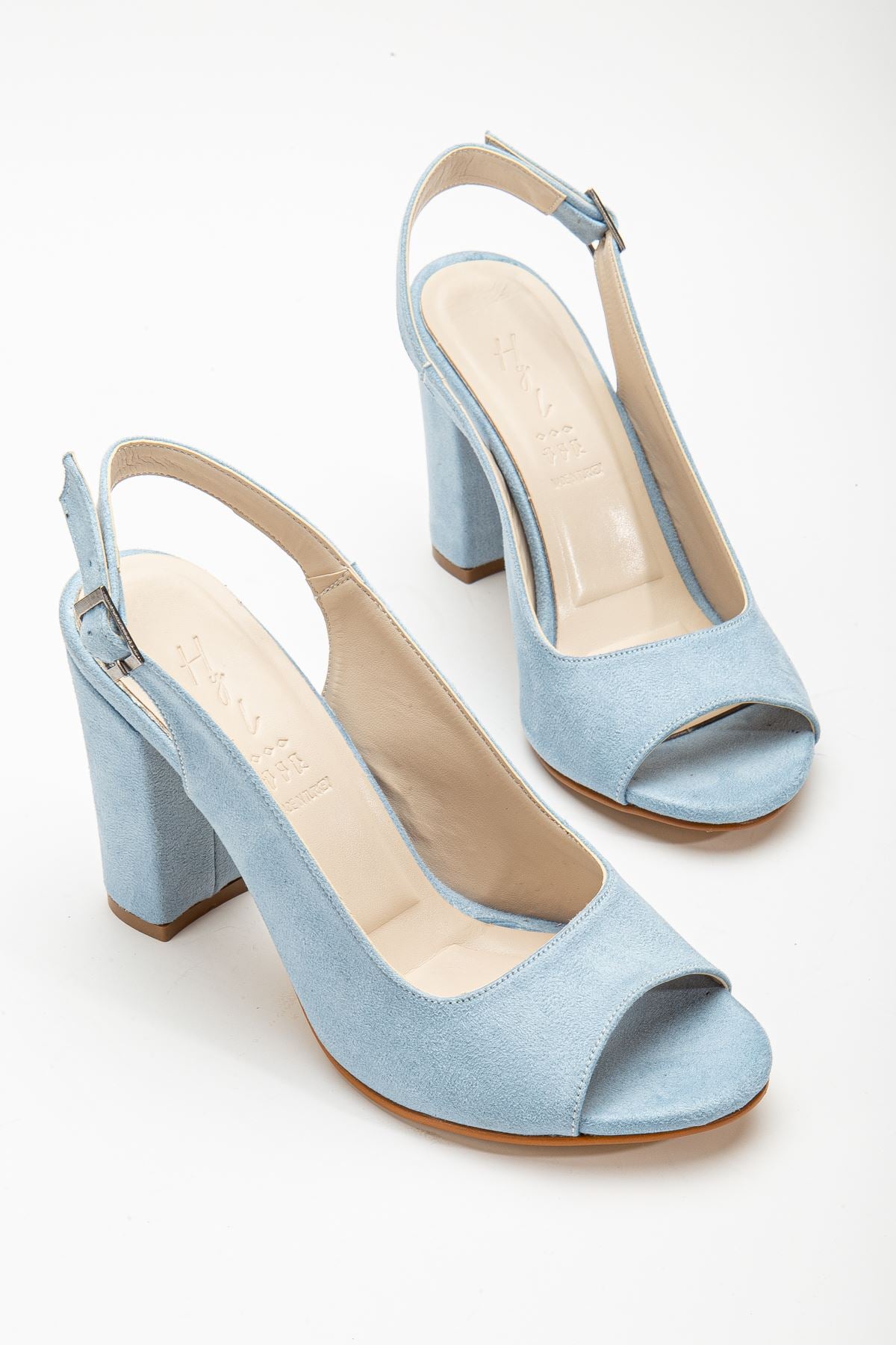 Meira Baby Blue Suede Detailed High Heeled Women's Shoes - STREETMODE™