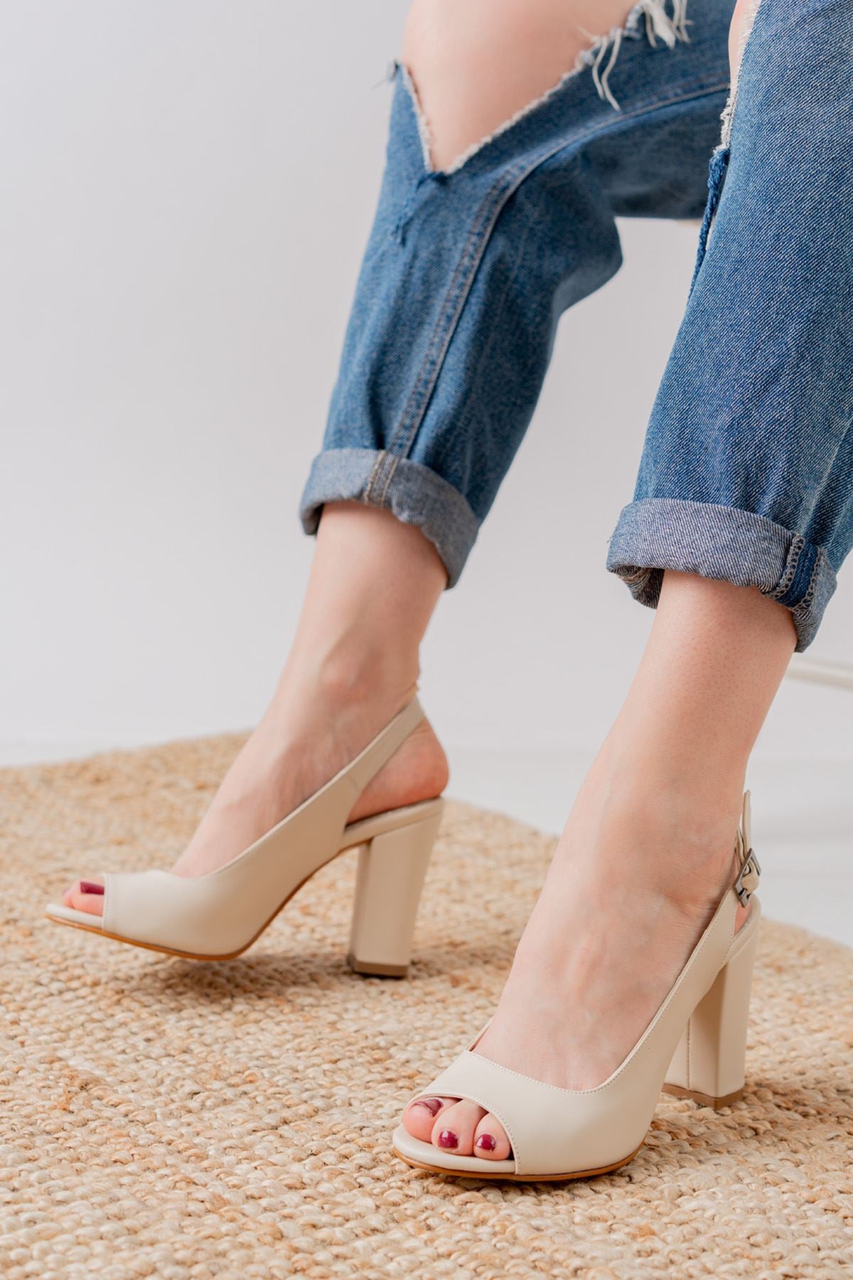 Meira Cream Skin Detail Low Heel Women's Shoes - STREETMODE™